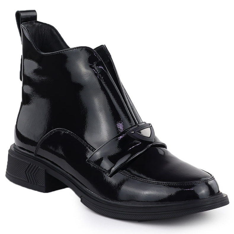 Bottes en cuir féminines, Black Gino Fabiani 9284 laqué 1