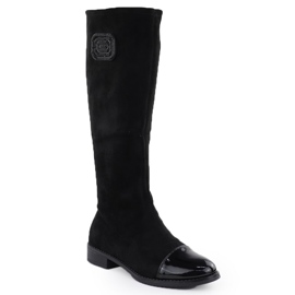 Bottes en daim peintes, Black Women's Black M. Daszyński MR2251-19 1