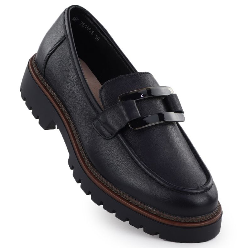 Lignets en cuir Lordy sur la plate-forme féminine Black Sergio Leone MK25166-S 1 Lignets en cuir Lordy sur la plate-forme féminine Black Sergio Leone MK25166-S 1