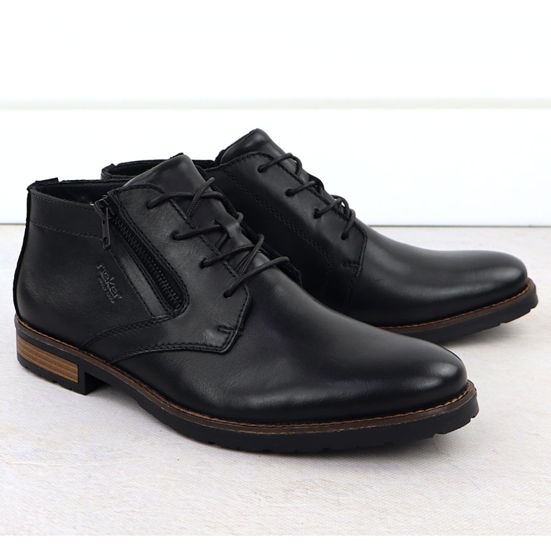 Black Rieker14609-00 Chaussures en cuir en cuir 2