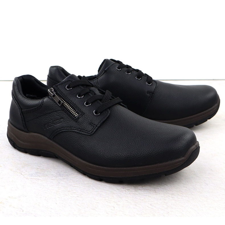 Chaussures en cuir masculin sur le Rieker noir 03604-00 2