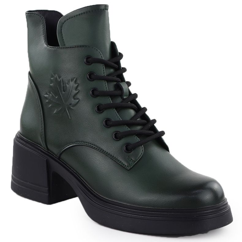 Bottes en cuir sur le poteau Isulaté vert Vinceza 26-39950 1