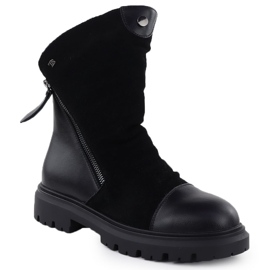 Bottes en cuir pour femmes sur la plate-forme noire T.Sokolski Z25-163 1