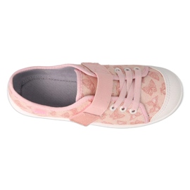 Chaussons enfant Befado avec velcro 351Y033, rose avec papillons 2