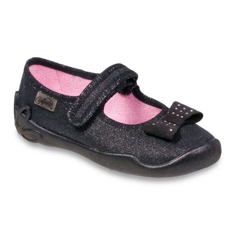 Ballerinas pour enfants de Befado 114x240 avec un arc dans les paillettes noir 5