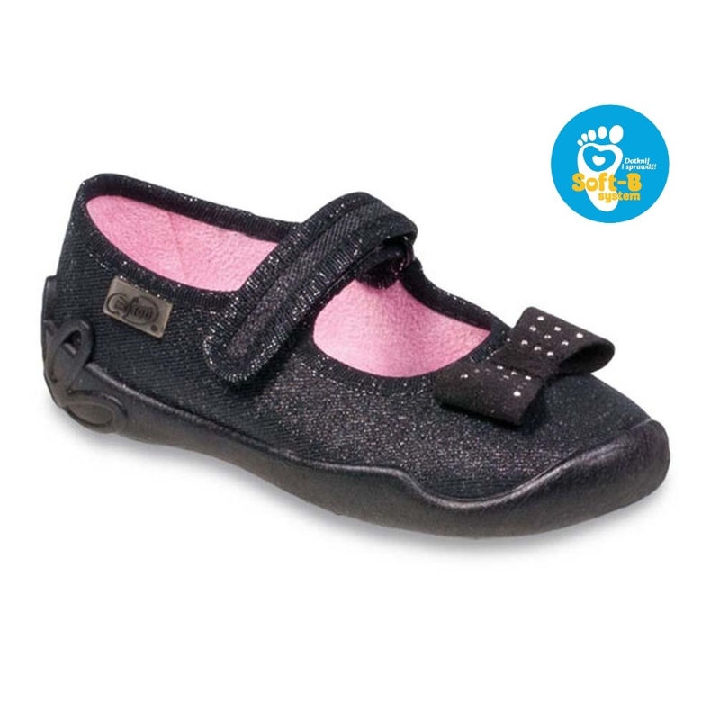 Ballerinas pour enfants de Befado 114x240 avec un arc dans les paillettes noir 6