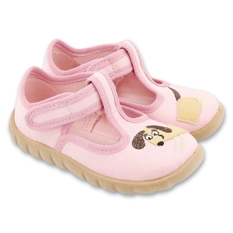 Befado Béfado Children's Slippers 627p012 Application de chien rose 1