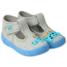 Chaussons enfants Befado avec velcro 631P043 gris avec application dragon 1 Chaussons enfants Befado avec velcro 631P043 gris avec application dragon 1