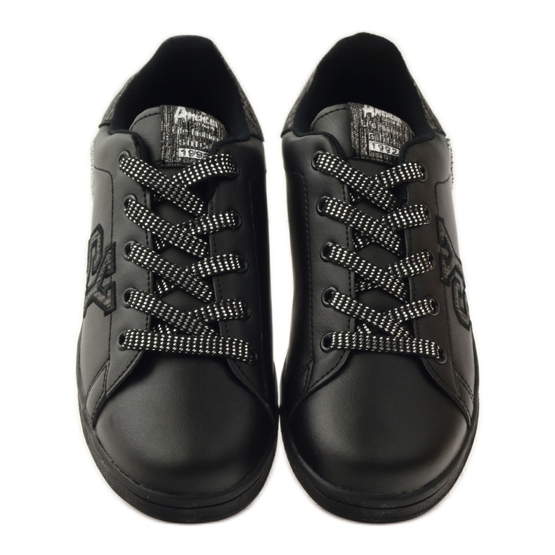 American Club Baskets American Heart avec semelle intérieure en cuir gris noir 4