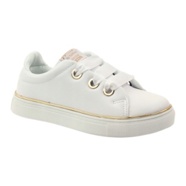 American Club Baskets en satin American 17508 lacet ['or blanc'] blanche 1
