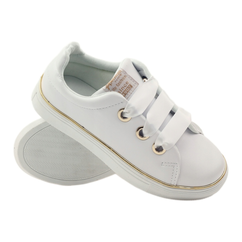 American Club Baskets en satin American 17508 lacet ['blanc', 'or'] blanc 3