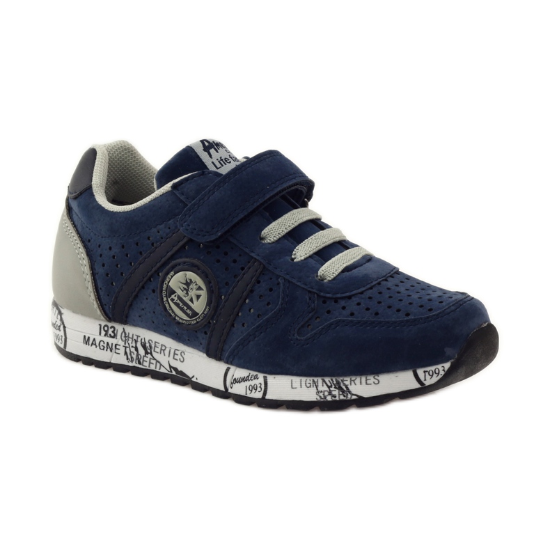 American Club Incrustation en cuir américain sport ADI bleu marine gris 1