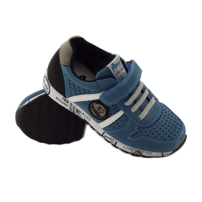 American Club Incrustation en cuir américain sport ADI gris bleu le noir blanche 3