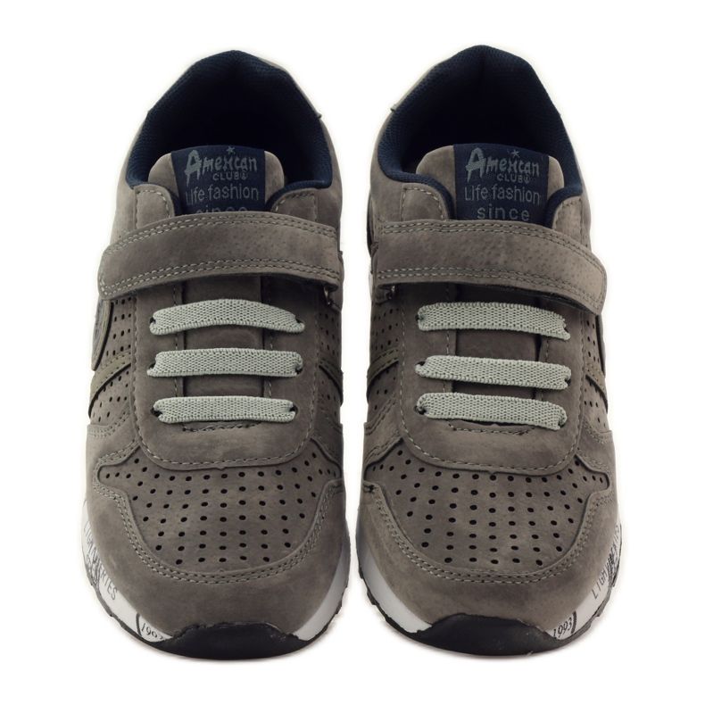 American Club Assise plantaire en cuir de sport américain perforé bleu marine gris 4