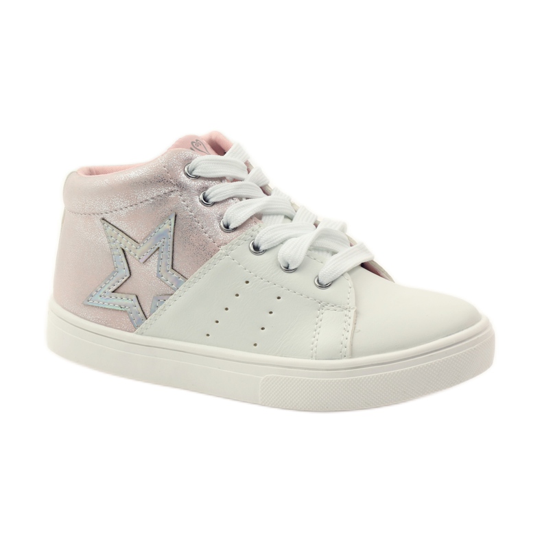 American Club Bottines de sport à semelle intérieure en cuir américain rose gris blanc 1