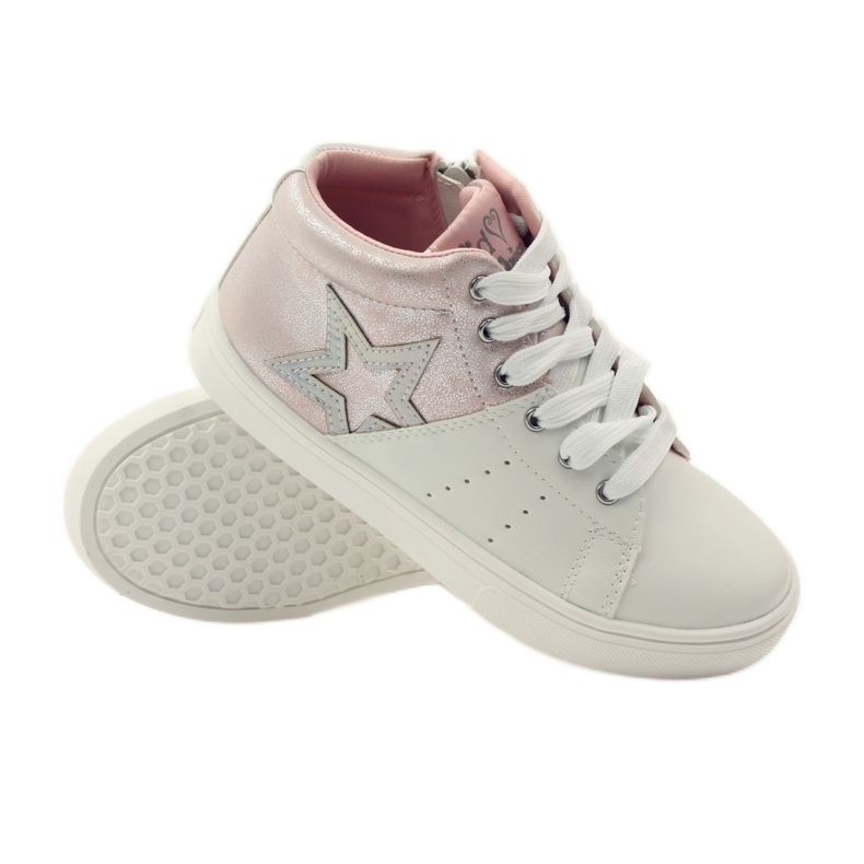 American Club Bottines de sport à semelle intérieure en cuir américain rose gris blanc 3