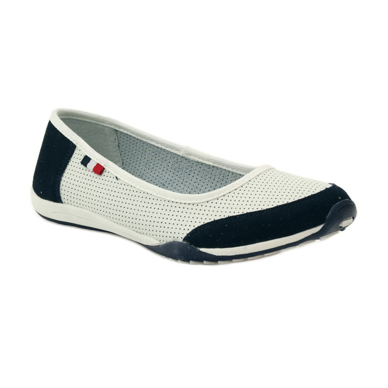 Ballerines femme en cuir Filippo blanc bleu marine 1