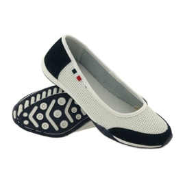 Ballerines femme en cuir Filippo blanc bleu marine 3