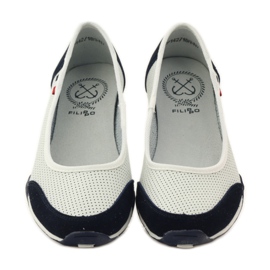 Ballerines femme en cuir Filippo blanc bleu marine 4