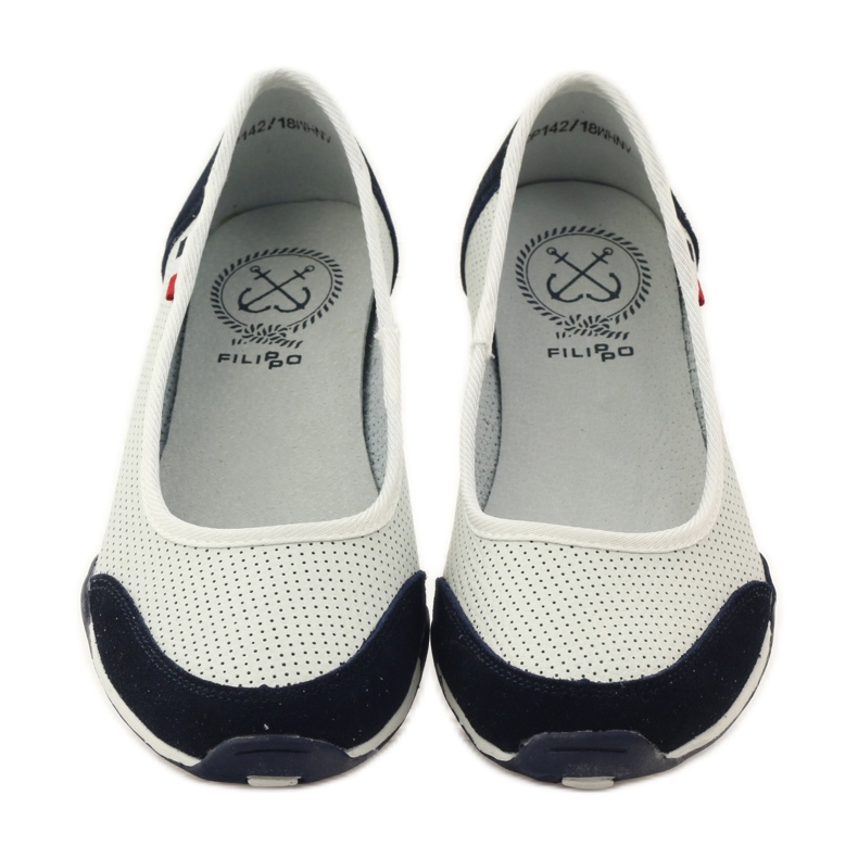 Ballerines femme en cuir Filippo blanc bleu marine 4