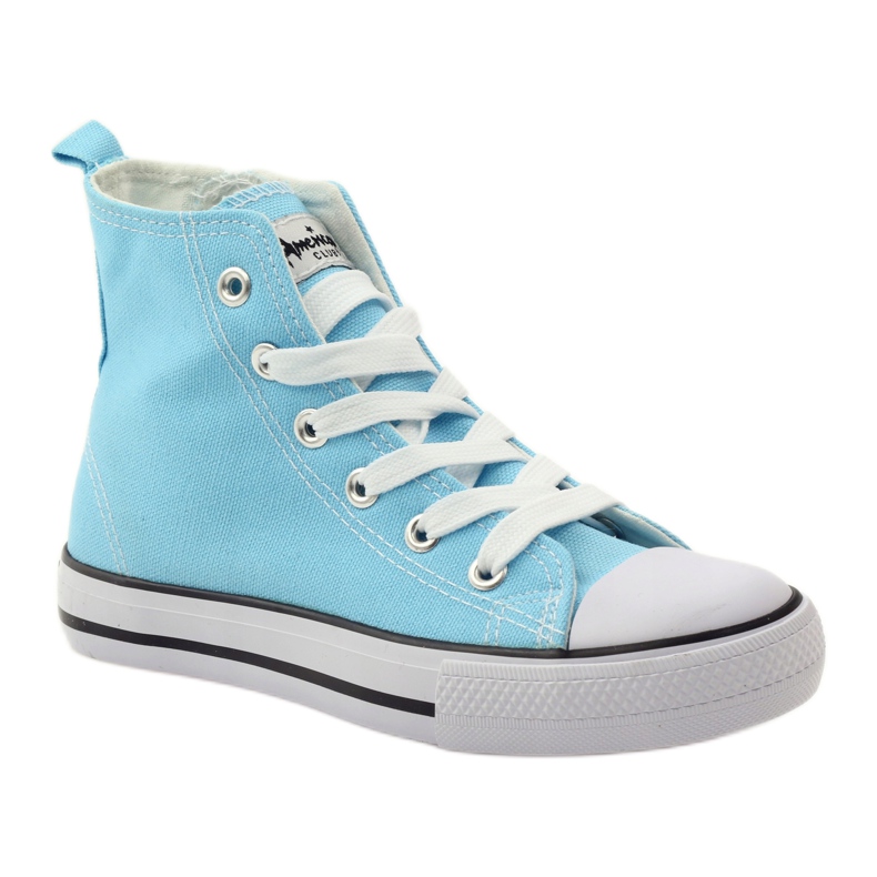 Baskets à lacets American Club blanc bleu 1