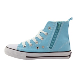 Baskets à lacets American Club blanc bleu 2