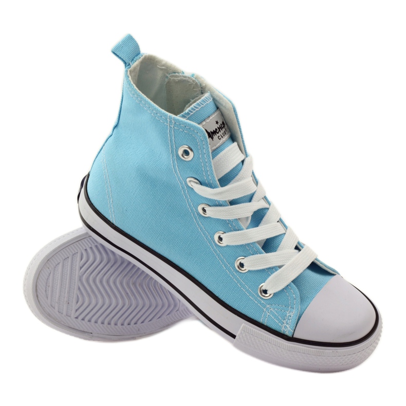 Baskets à lacets American Club blanc bleu 3