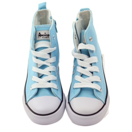 Baskets à lacets American Club blanche bleu 4