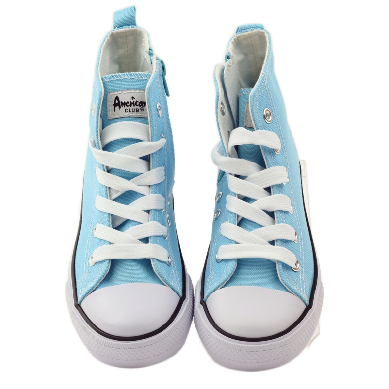 Baskets à lacets American Club blanc bleu 4