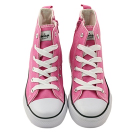 American Club Baskets de curseur pour femmes et lacets roses 4