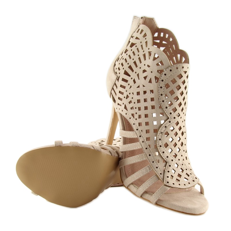 Bottines bout ouvert beige M286 Beige 2