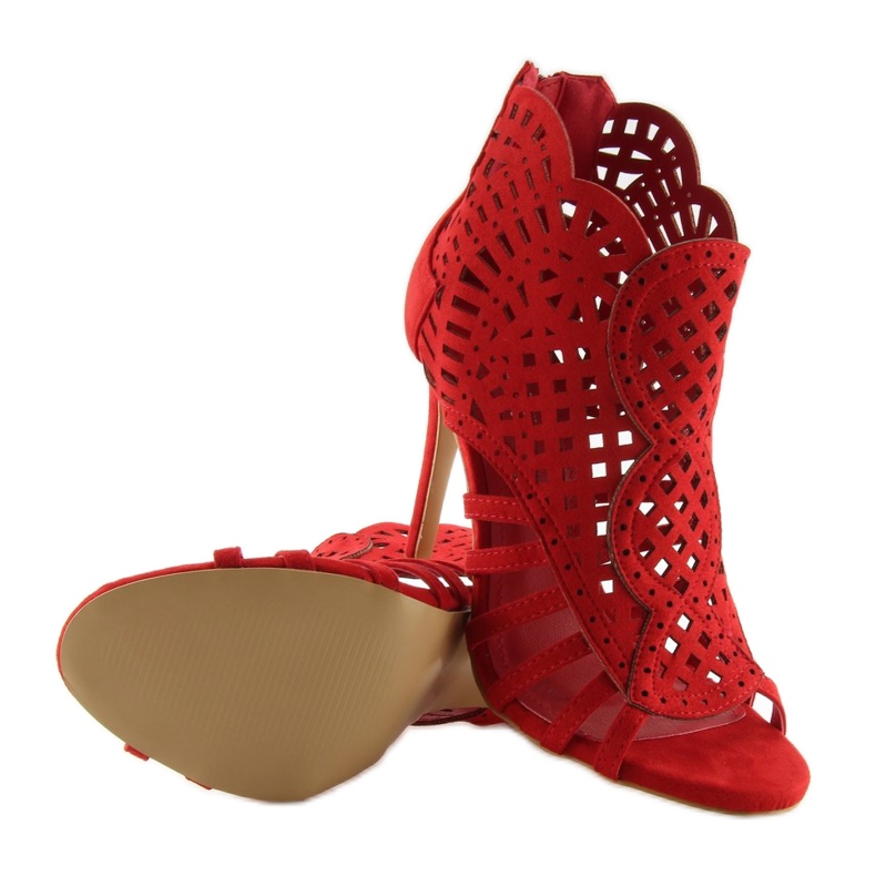 Bottines à bout ouvert rouge M286 Rouge 2