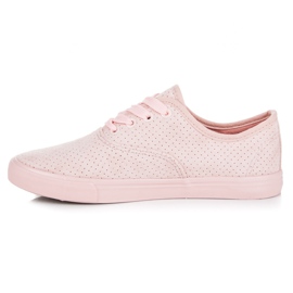 Baskets ajourées en suède rose 1