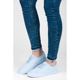 Baskets ajourées en suède bleu 5
