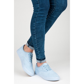 Baskets ajourées en suède bleu 4