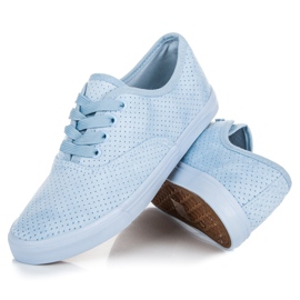 Baskets ajourées en suède bleu 2