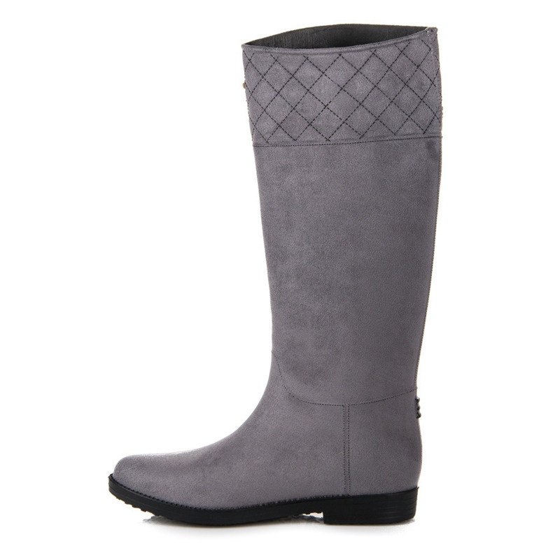 Bottes hautes en daim gris 1