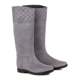 Bottes hautes en daim gris 3