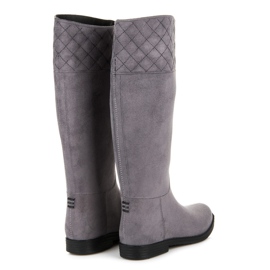 Bottes hautes en daim gris 2