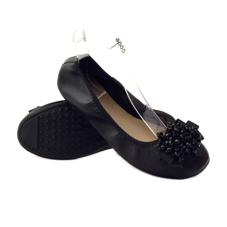 Filippo Ballerines à nœud et perles noires le noir 3