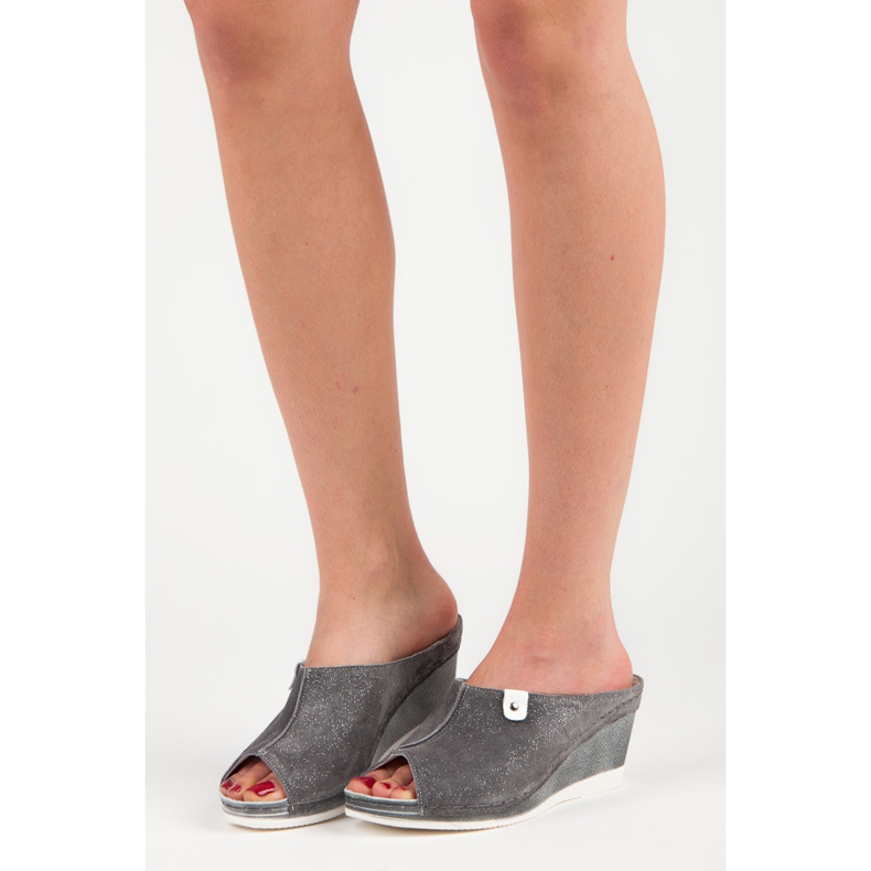 Vinceza Pantoufles compensées grises 1