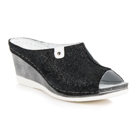 Vinceza Pantoufles compensées noires le noir 1