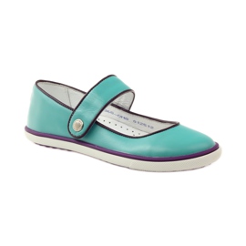 Chaussures ballerines pour enfants Bartek 28368 turquoise vert violet blanc 1
