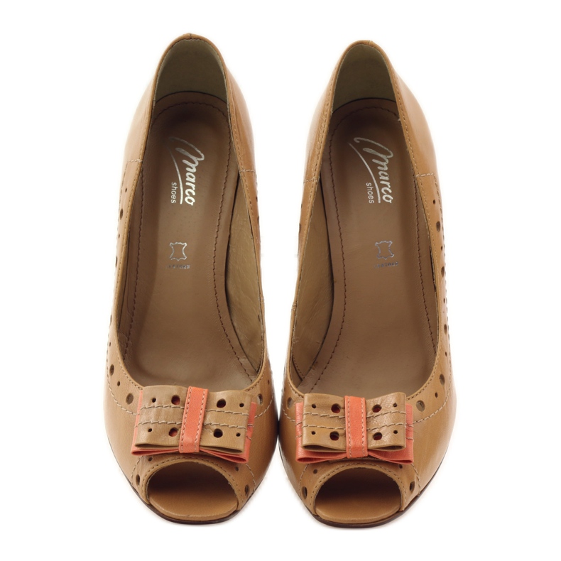 Escarpins en cuir avec nœud Marco 1932 brun orange 4