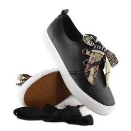 Noir XL09P Baskets noires nouées par un ruban le noir 3