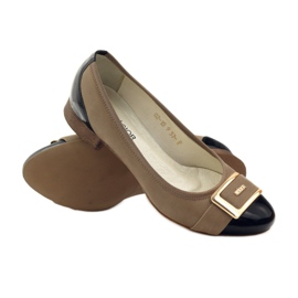 Neścior Escarpins à boucle beige jaune brun le noir 3
