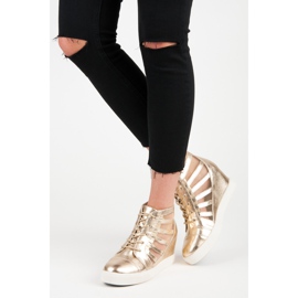 Kylie Baskets compensées dorées d'or 1