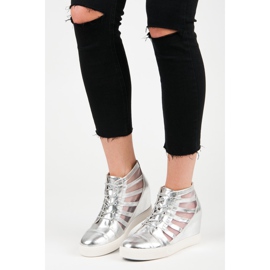 Kylie Baskets compensées argentées gris 2