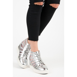 Kylie Baskets compensées argentées gris 1