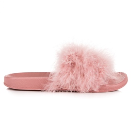 Pantoufles avec fourrure rose 2